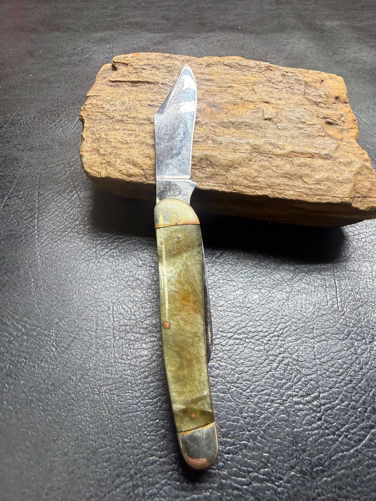 Valley Forge Cutlery Two-Blade Jack – Green Celluloid, VF Stamp