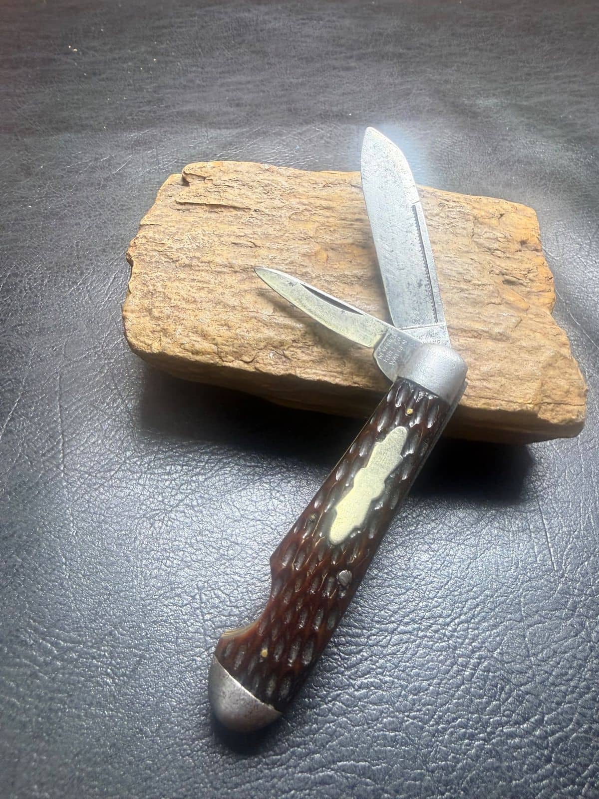 New York Knife Co. Hammer Brand 6030 Equal-End Jack - Jigged Bone, Pre-1931