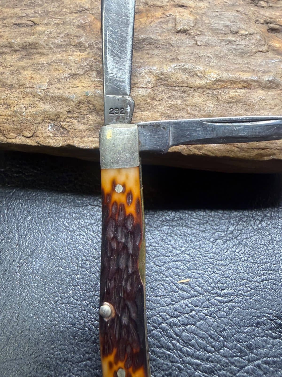 Western 292 2-Blade Pen Knife – Amber Jigged Delrin – Western USA – Vintage