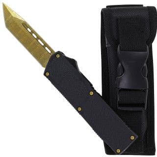 Gold and Black Double Action OTF Automatic Knife  