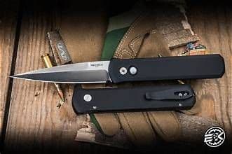 Pro-Tech Godfather Automatic Knife – Black Aluminum Handle, Satin 154CM Blade (921-SATIN) — image 1 of 1
