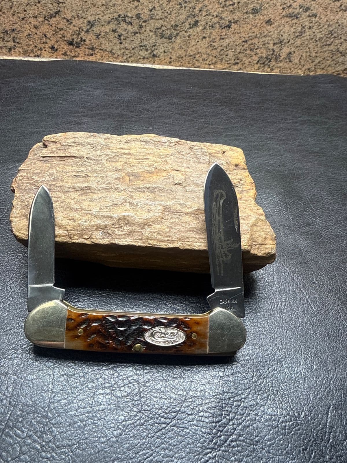 1978 Case XX 62131 Canoe – Brown Jigged Bone, Etched Blade (2-Dot) thumbnail 2
