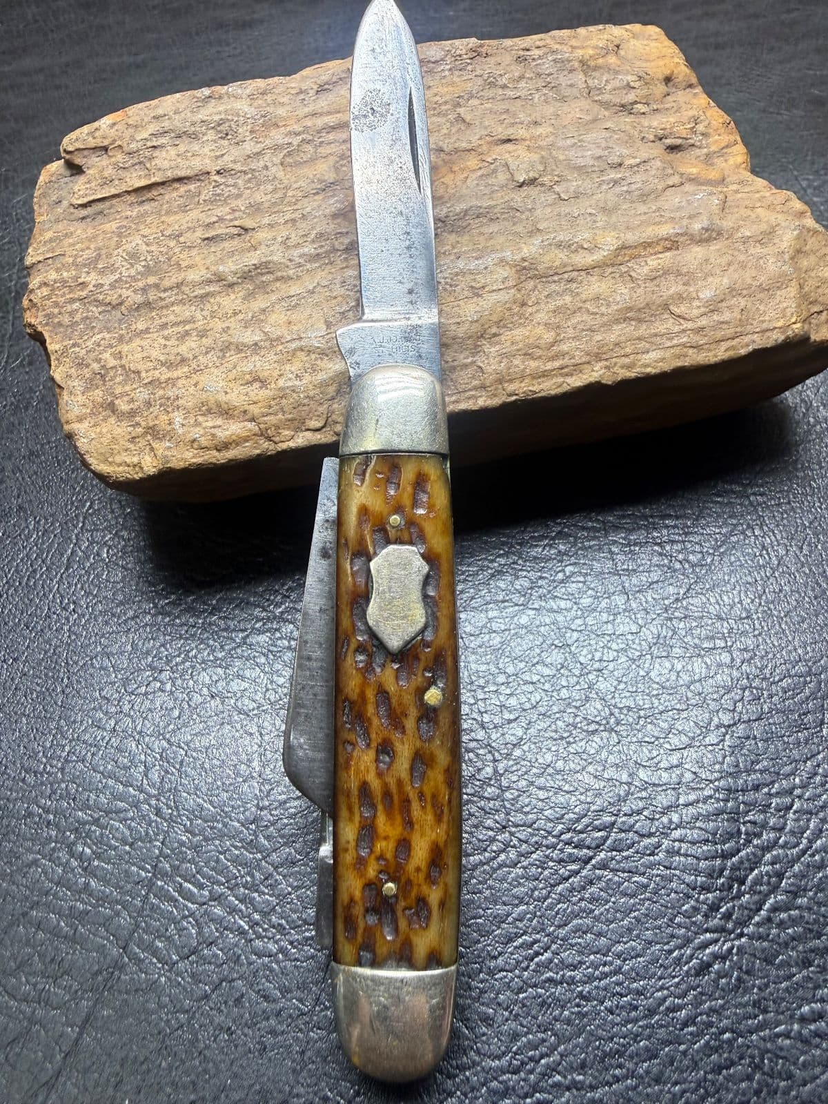 Antique A.J. Jordan St. Louis 3-Blade Jigged Bone Stockman thumbnail 2