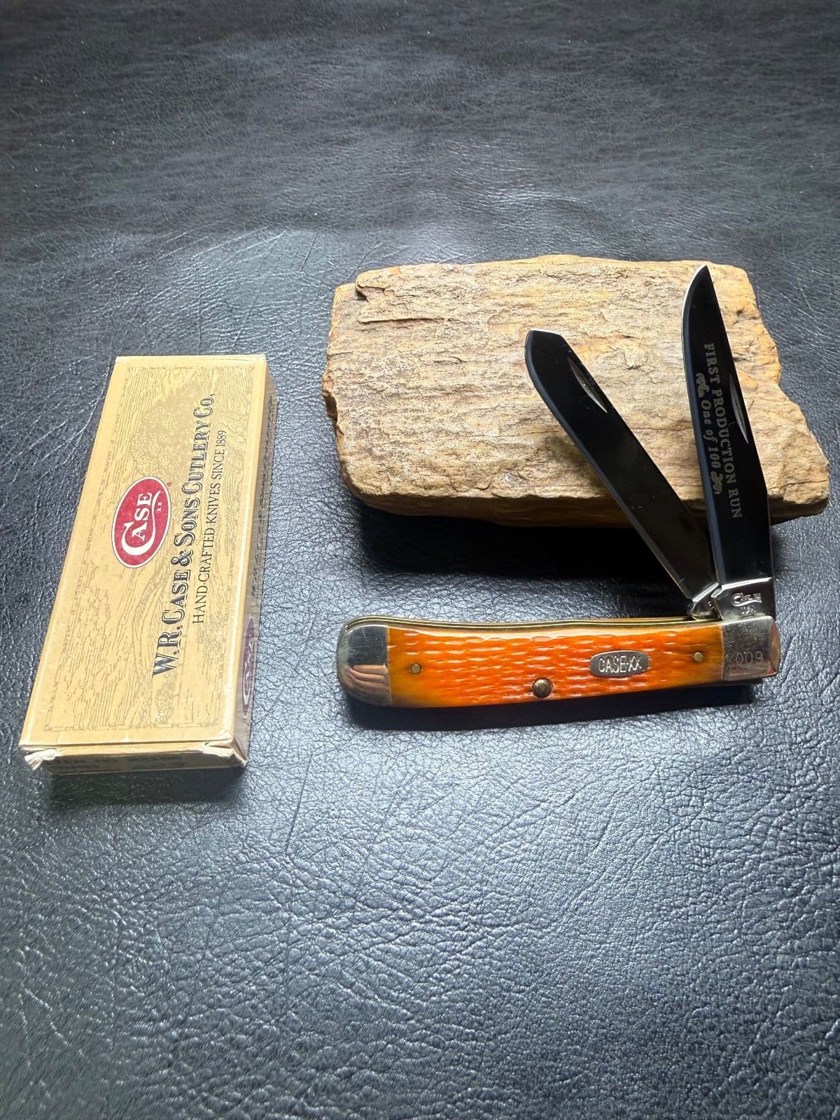 Case XX Orange Jigged Bone Trapper 02180 (ORG6254 SS) – First Production Run #009 of 100 – Pre-Owned in Box — image 1 of 2