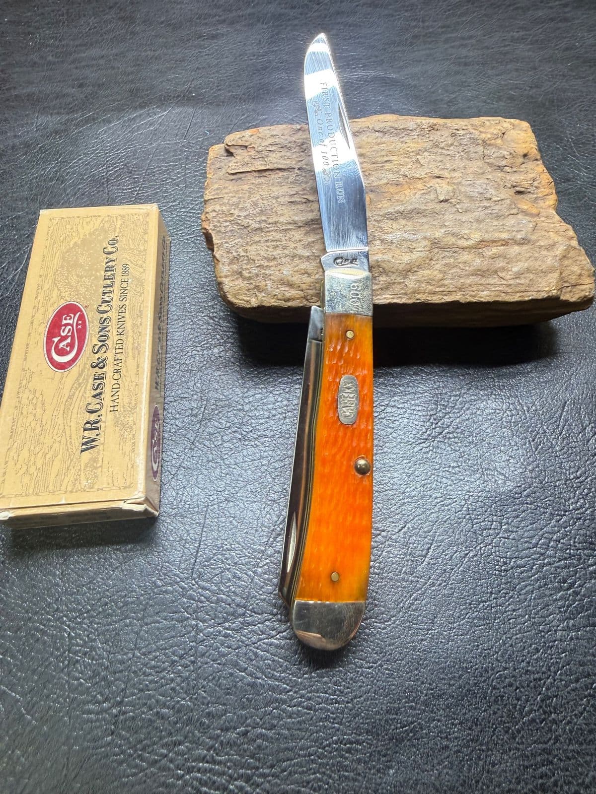 Case XX Orange Jigged Bone Trapper 02180 (ORG6254 SS) – First Production Run #009 of 100 – Pre-Owned in Box thumbnail 2