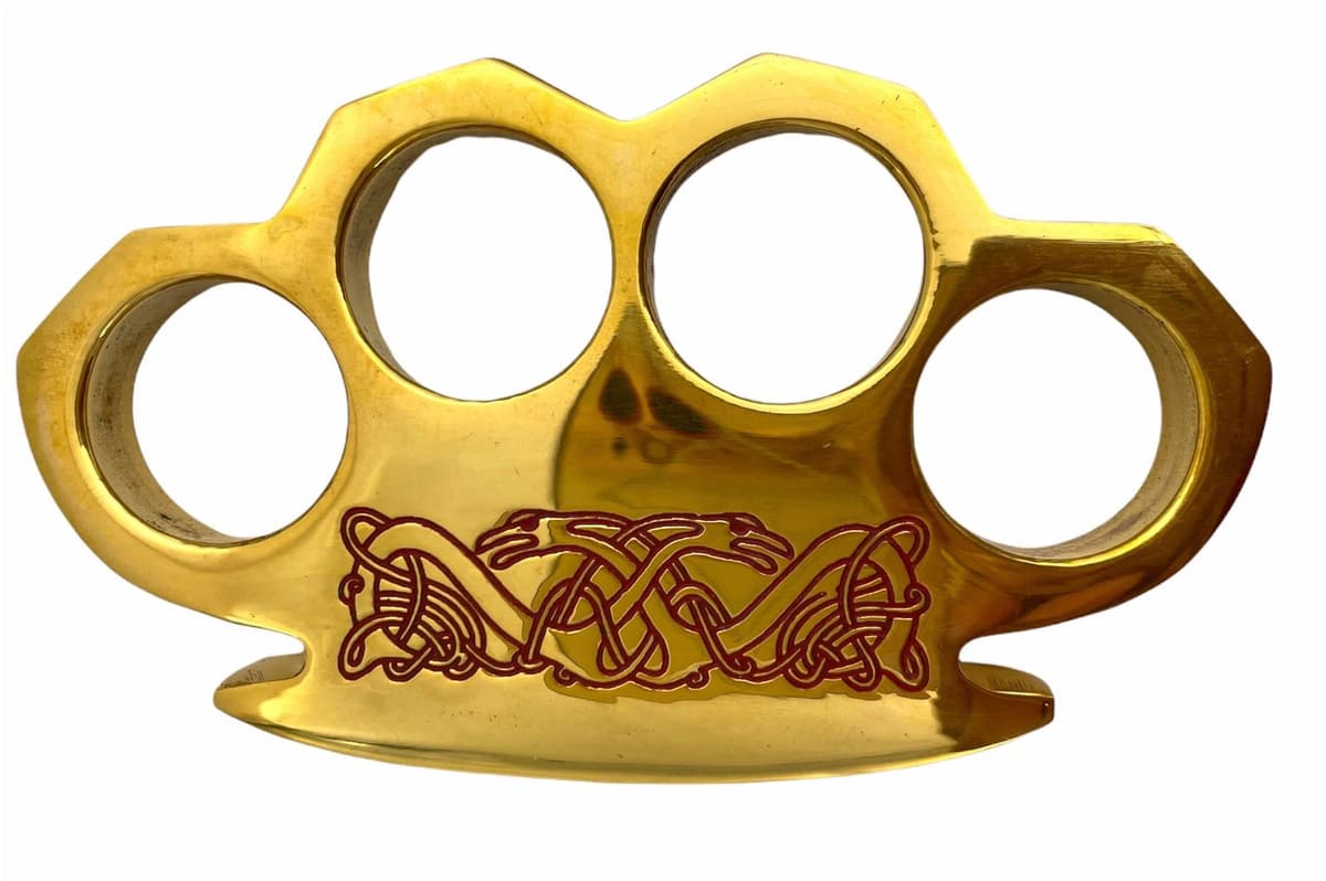 Brass Two Snakes Knuckle with Red Accents — image 1 of 1