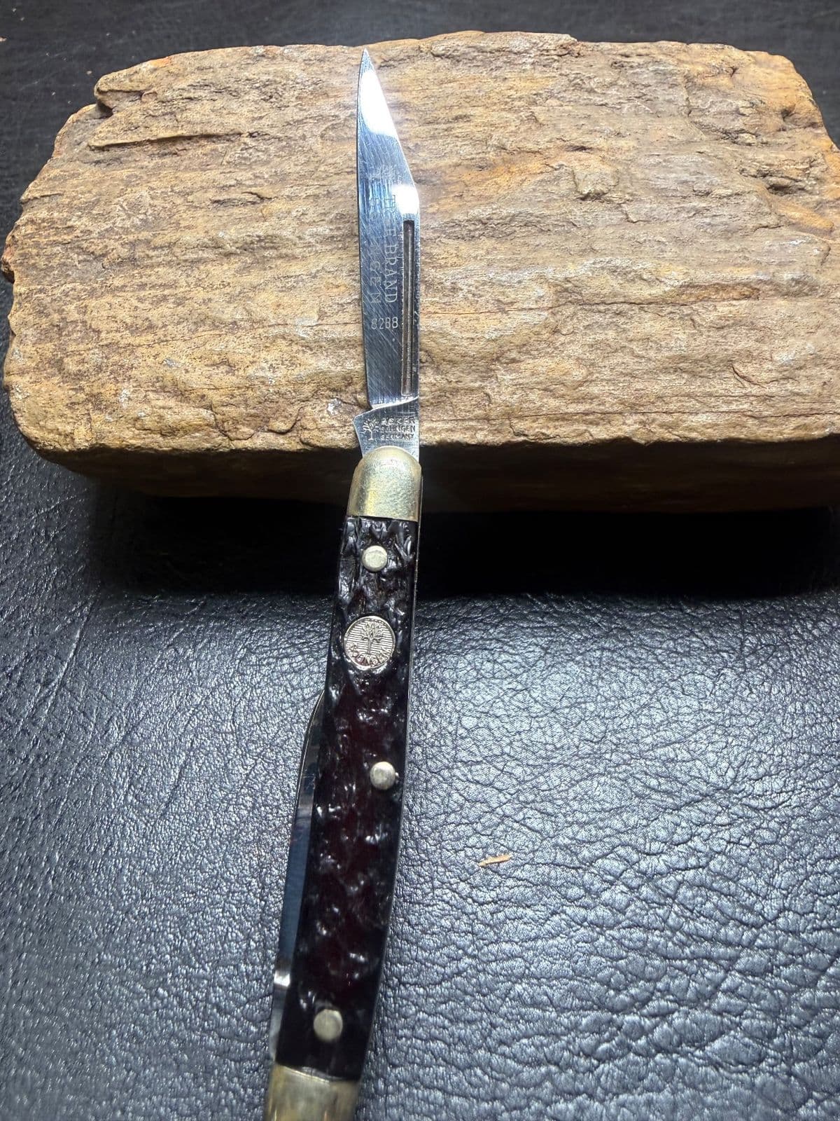Boker Tree Brand 8288 2-Blade Pen Knife - Dark Brown Jigged - Vintage thumbnail 2