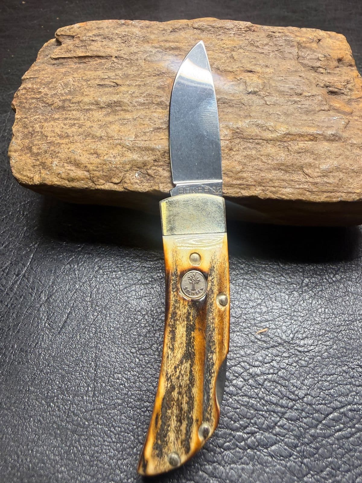 Boker Pocket Stag 111006 Lockback – 2" Drop Point – Genuine Stag – Solingen, Germany – Pre-Owned — image 1 of 1