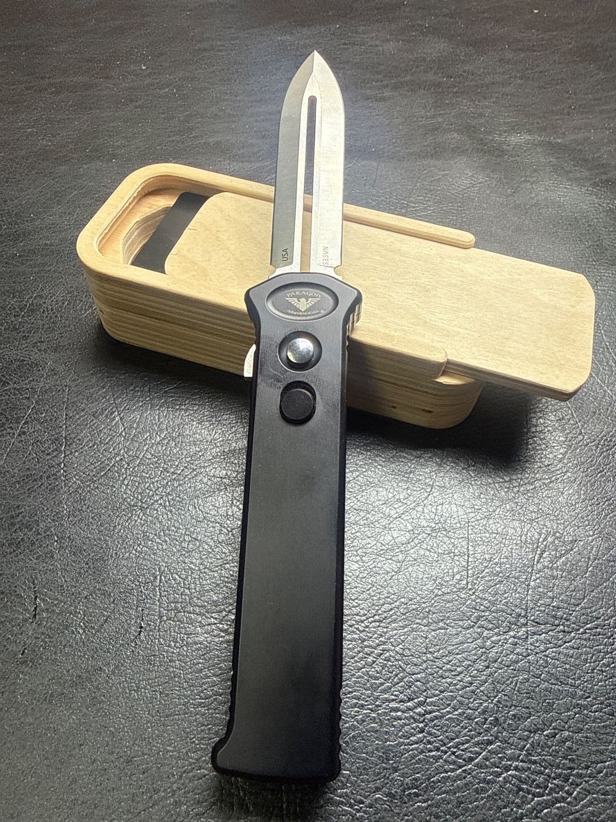 Paragon Para-X OTF Automatic Knife Black Aluminum (3.5" Satin) thumbnail 2