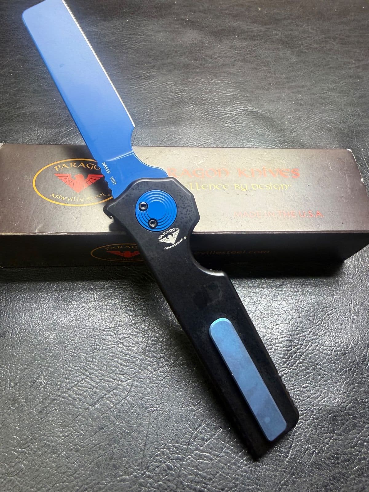 Paragon Krazor Gravity Knife Black Aluminum (4" Blue S35VN) - Pre-Owned — image 1 of 2
