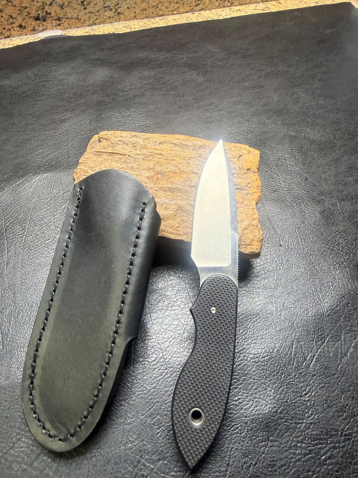 S.K. Knives Steve Kelly Custom Fixed Blade - Nitro-V, Black G10, Leather Sheath thumbnail 2