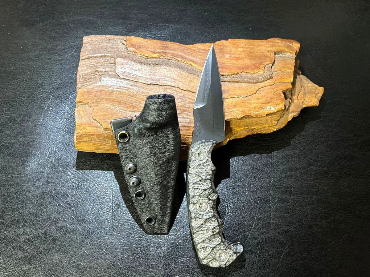 Half Face Blades Humint Fixed Blade Knife Gray Micarta (3" Black Cerakote) — image 1 of 1