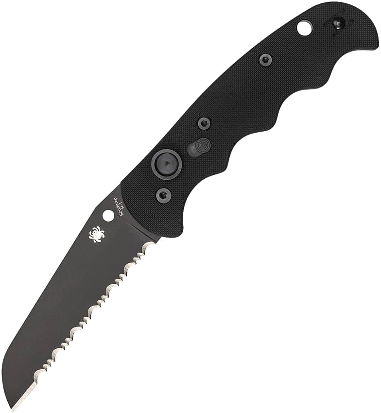 Spyderco Autonomy 2, Automatic Button Lock, Black DLC LC200N, Fully Serrated Edge — image 1 of 2