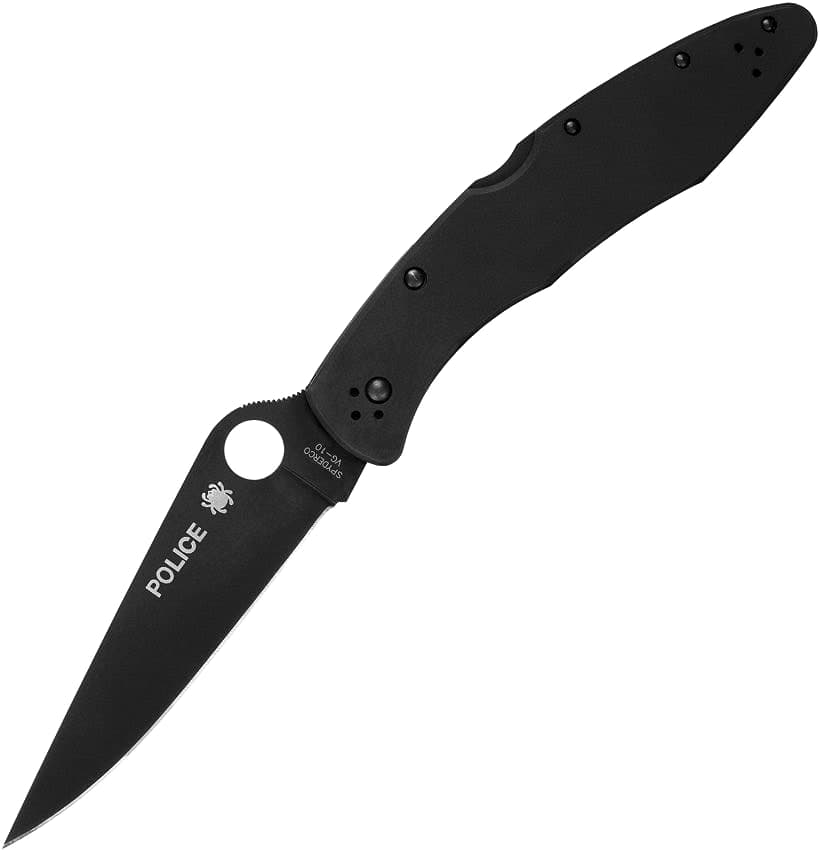 Spyderco Police Model Lockback Knife, Black Stainless Steel, TiCN Coated (SC07BKP) — image 1 of 2